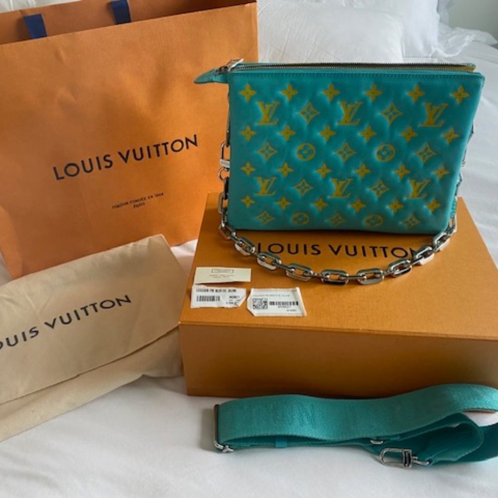 Louis Vuitton Coussin PM Mint Turquoise Yellow Excellent Condition!